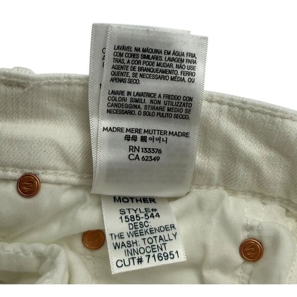 Mother The Weekender Jeans in Totally Innocent White Denim Flare Cotton Size 27 - Picture 9 of 10